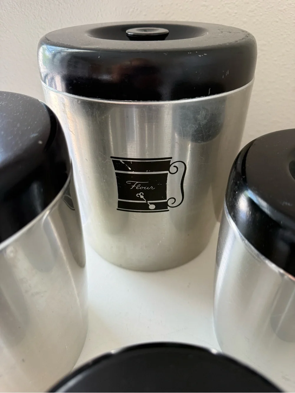 West Bend | Vintage 4 Piece Brushed Silver Aluminum Nesting Canister Set W/Lids